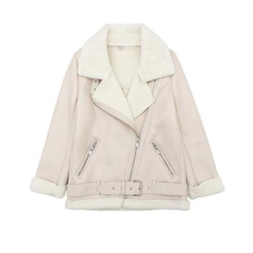 Zara Double-Faced Faux Shearling Biker Jacket - Picture 1 of 2